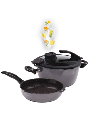 Kochgeschirr-Set 4-teilig 24 cm | mit Deckel in Anthrazit