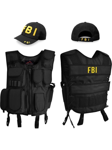 Kostüm bestehend aus Weste, Patch und Cap in FBI