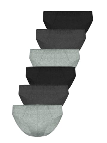Seidensticker 6er Pack Herren Mini Slip in black-anthrazit-grey