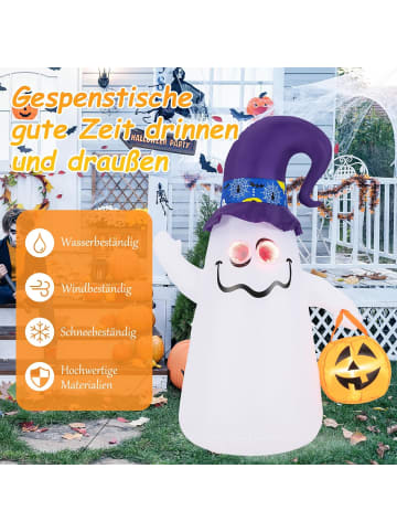 180cm Halloween Deko Outdoor LED Aufblasbar in Weiß