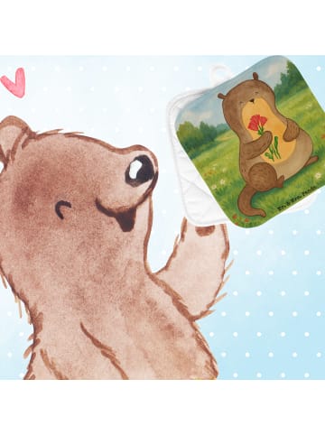 Topflappen Otter Blumenstrauß Design ohne Spruch in Weiß