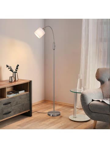 Stehlampe in silver E14 H 163cm 360° Drehbar mit Stoff Lampenschirm