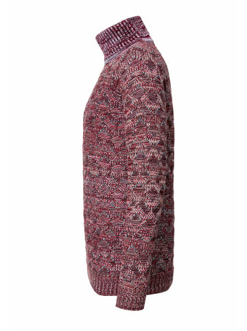 Kontrast Grobstrick Rollkragen-Pullover in Rot