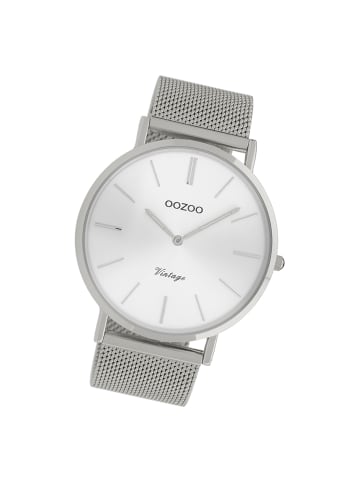 Analog-Armbanduhr Oozoo Vintage Series silber groß (ca. 44mm)