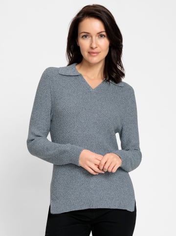 Polopullover in rauchblau-meliert