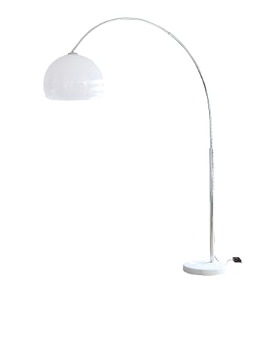 Bogenlampe 208 cm höhenverstellbar dimmbar Marmorfuß und Lampenschirm in Weiß