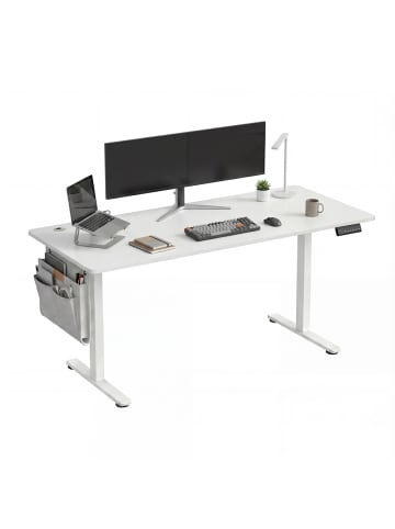 Schreibtisch Balok in Weiß - (B)70 x (H)(72-120) x (T)160 cm