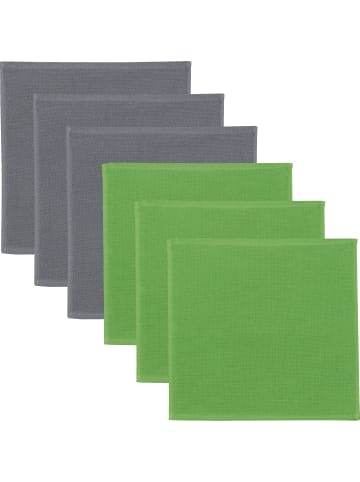 Baumwolle Spültuch 2-farbig 6er-Pack in grau/grün