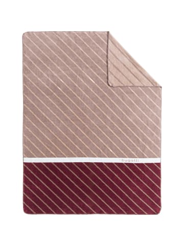 Jacquard, Baumwollmischung Wohndecke in bordeaux/beige