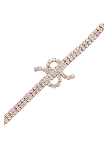 Women Box Chain Bracelet With Rhinestones in Rose Gold