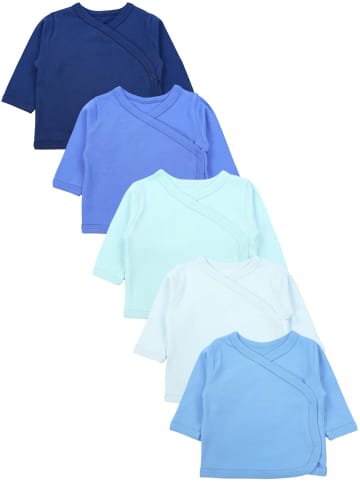 Baby Jungen Langarm Wickelshirt 5er Set in blau
