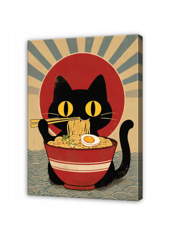 Leinwandbild Katze in Rot
