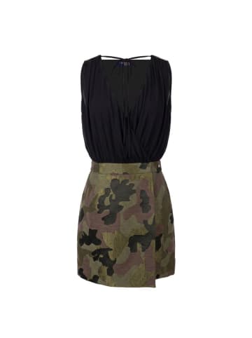 Schwarz Baumwolle Damen Kleid