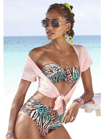 Bügel-Bandeau-Bikini-Top in türkis-bedruckt