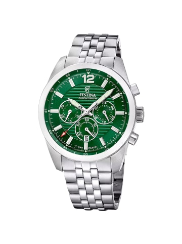 Herrenarmbanduhr Chronograph Stahl/Grün
