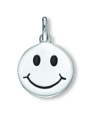 Smiley Anhänger aus 925 Silber Ø 12,5 mm in silber