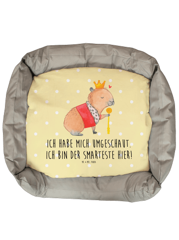 Katzenbett Capybara König mit Spruch in Gelb Pastell