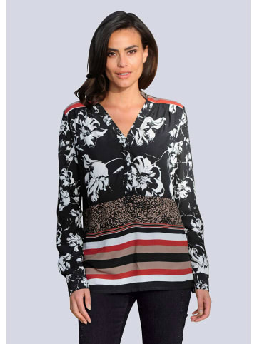 Schlupfbluse mit floralem Print in schwarz