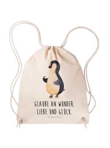 Stoffbeutel Pinguin Marienkäfer mit Spruch in Creme