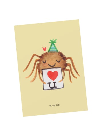 Postkarte Spinne Agathe Brief ohne Spruch in Gelb Pastell