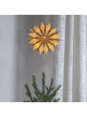LED Baumspitze Papierstern Melli beleuchtet mit Timer in gold
