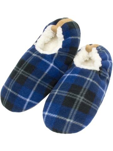 Herren-Slipper Hausschuhe Karo in Blau