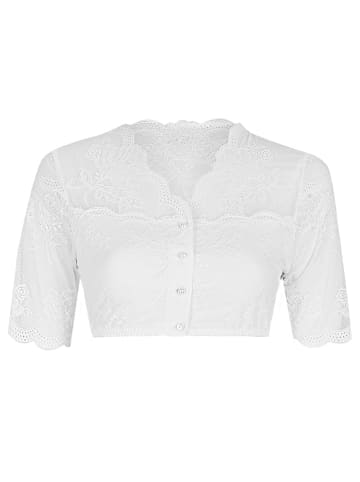 Dirndlbluse mit Knopfleiste, kurzarm in weiss
