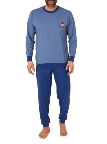 langarm Schlafanzug Homewear Bündchen Pyjama Hausanzug - 83273 in petrol