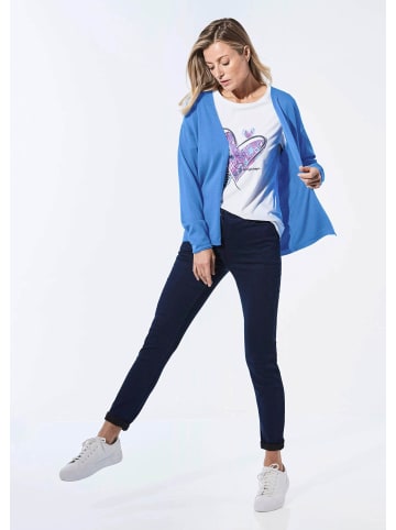 Kurzgröße:  Offene Strickjacke in Kurzform in karibikblau