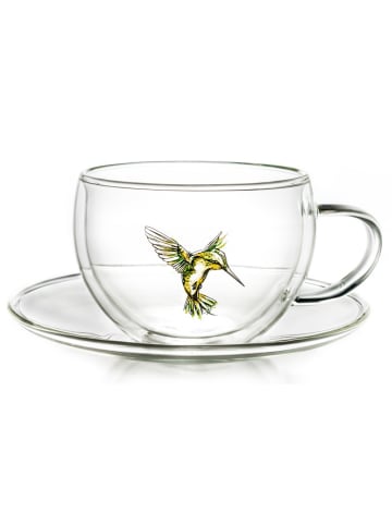Thermo-Tasse "Hummi" mit Untersetzer in Grün - 250ml Glas