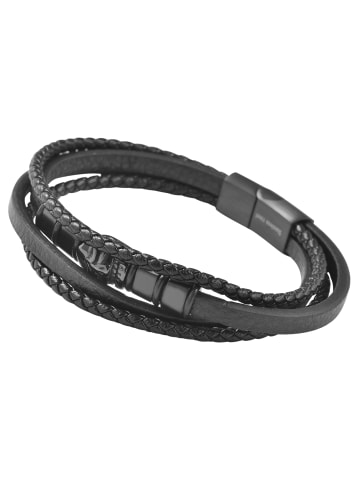 Unisex Armband – Lederarmband Totenkopf aus Leder 19 cm in schwarz