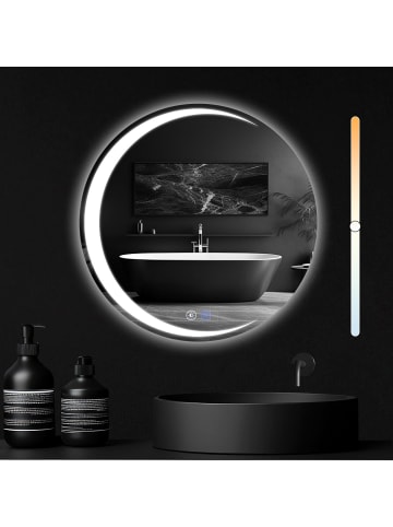 Badspiegel mit Beleuchtung in nickel Dimmbar IP44 rund mit Touch-Schalter Ø60cm