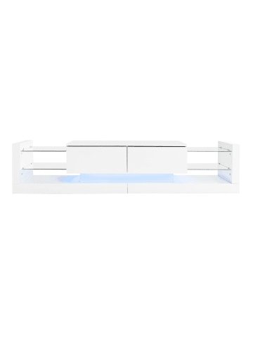 TV Schrank in Hochglanz Schwarz mit LED Glasfront und 2 Klappschubladen