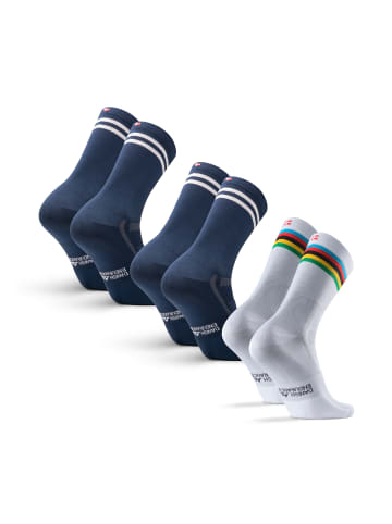 Socken Aero Cycling Crew in navy stripes white stripes
