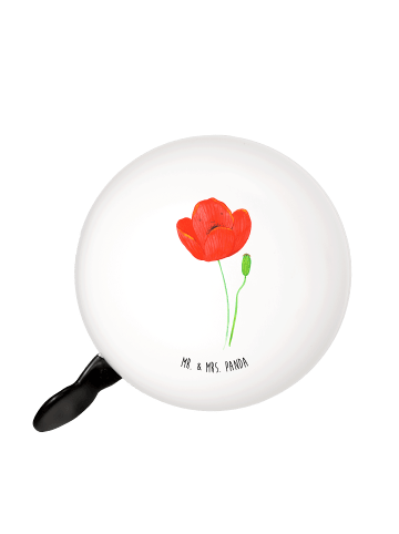 XL Fahrradklingel Blume Mohnblume ohne Spruch in Weiß