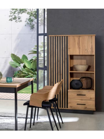 Highboard Lamia Eiche Wotan / schwarz 90 / 40 / 159cm