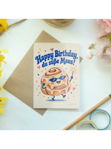 Geburtstagskarte Franzbrötchen retro Design mit... in Weiß