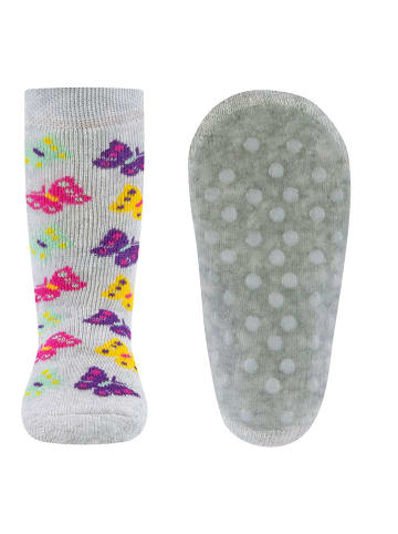 Stoppersocken ABS Schmetterlinge in grau