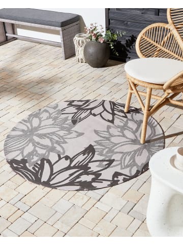 Outdoorteppich SOLAPUR in Grau/Beige - (W) 120 x (L) 120 cm