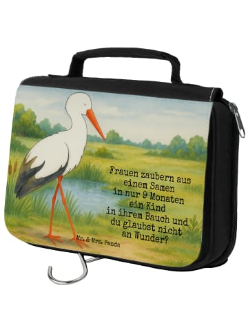 Kosmetiktäschchen Storch Design mit Spruch in Weiß
