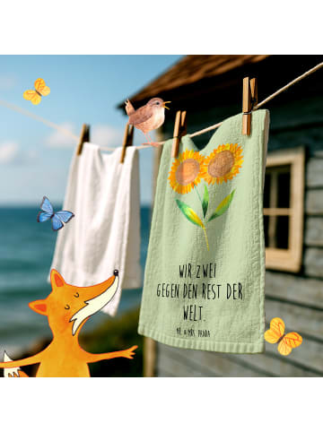 Handtuch Blume Sonnenblume mit Spruch in Blattgrün