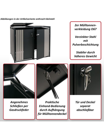 2er-Mülltonnenverkleidung MCW-O67, Anthrazit Holzoptik dunkel