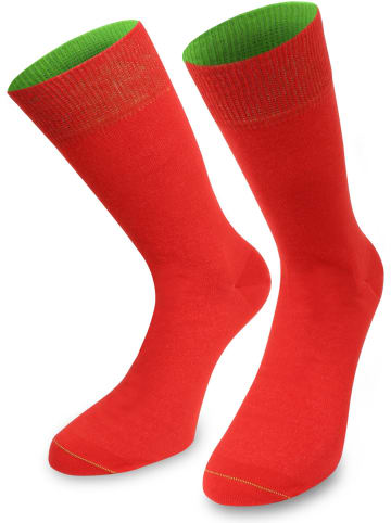 1 Paar Socken Bi-Color in Rot/Apfelgrün