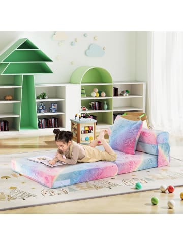 Kindersofa aufklappbar mit Kissen in Bunt