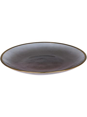 Glasteller mit Goldrand in Grau | Gold