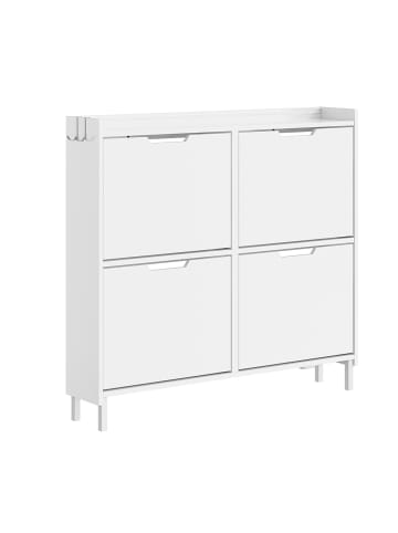 Schuhschrank in Matte Weiß - (W) 19 x (H) 93 x (L) 100 cm
