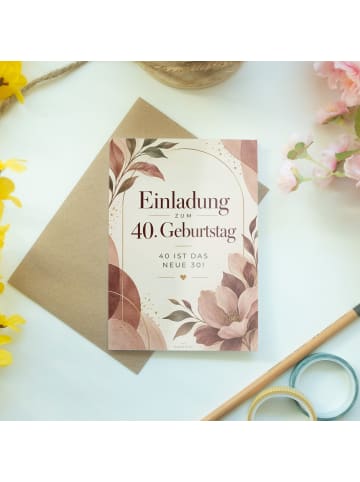 Geburtstagskarte Geburtstagseinladung elegant D... in Weiß