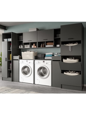 Waschmaschinenschrank grau Set 8-teilig 300 x 196 cm, XXXL mit viel Stauraum