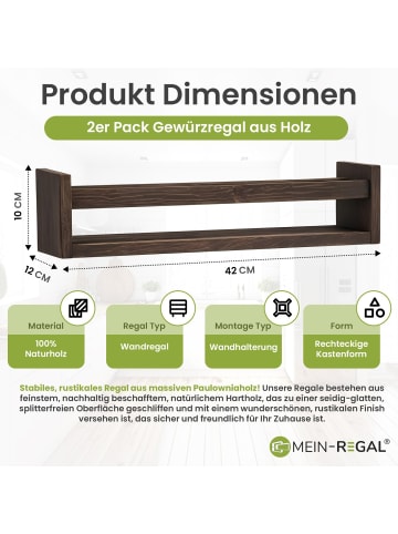 Wandregal "Alma" aus Holz in Dunkelbraun