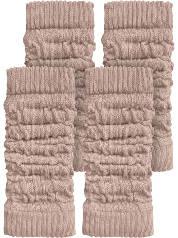 2 Paar Strickstulpen mit wärmender Wolle in Beige